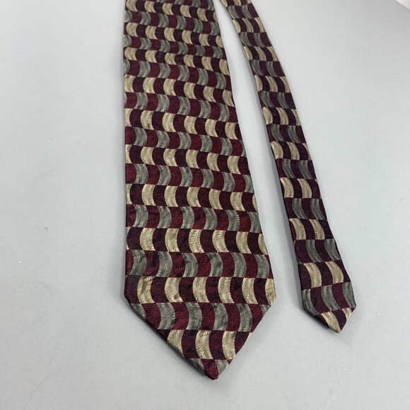 Pronto Uomo Maroon / Beige Men's Tie 4" x 59" - Picture 2 of 3